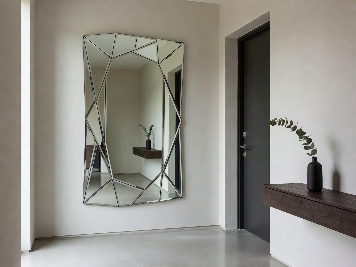 Contemporary entrance hallway featuring an architectural wall mirror